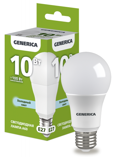 ����� LED A60 ����� 10�� 230� 6500� E27 GENERICA