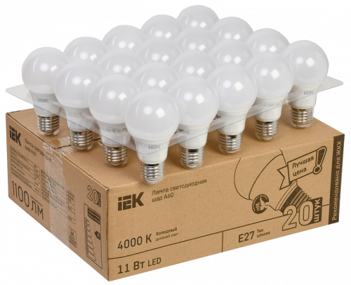 ����� ������������ LED A60 ��� 11�� 230� 4000� E27 (20��/������) IEK