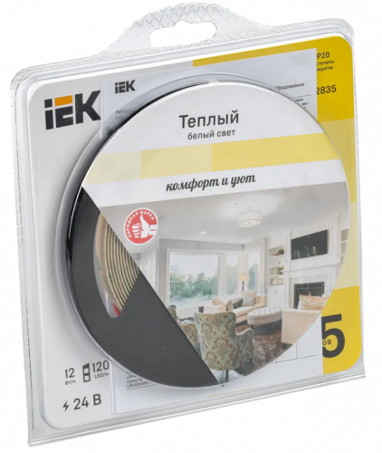 ����� LED 5� LSR-2835WW120-12-IP20-24� 3000K IEK