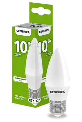 ����� LED C35 ����� 10�� 230� 4000� E27 GENERICA
