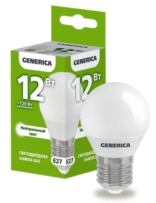 ����� LED G45 ��� 12�� 230� 4000� E27 GENERICA